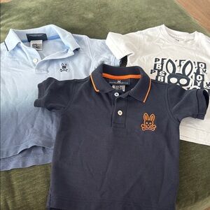 Psycho Bunny 2T HAUL Navy Polo with Orange Trim - Kids
